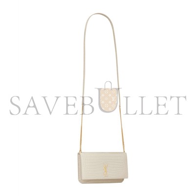 YSL CASSANDRE PHONE HOLDER IN SHINY CROCODILE-EMBOSSED LEATHER 635095DND1J9207 (18*11*2.5cm)